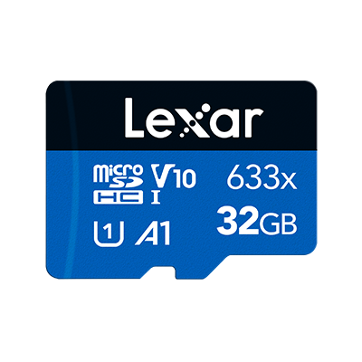 32GB micro - Lexar® High-Performance 633x microSDHC™/microSDXC™ UHS-I Card BLUE Series (No Adapter)
